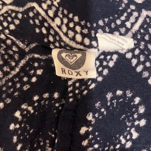 Roxy cardigan 100% viscose navy blue white geometric Med FIRM on PRICE - Picture 2 of 9